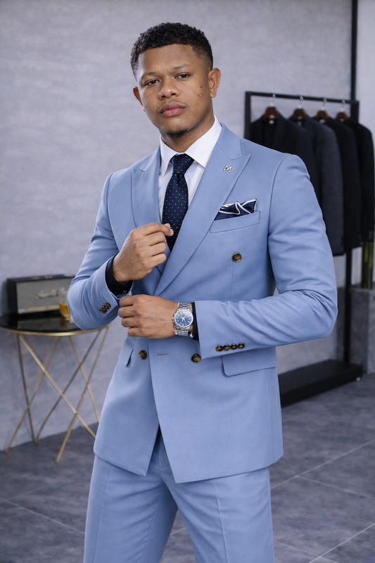 Costume Homme Bleu Clair Double Boutonnage - Élégance Moderne Premium